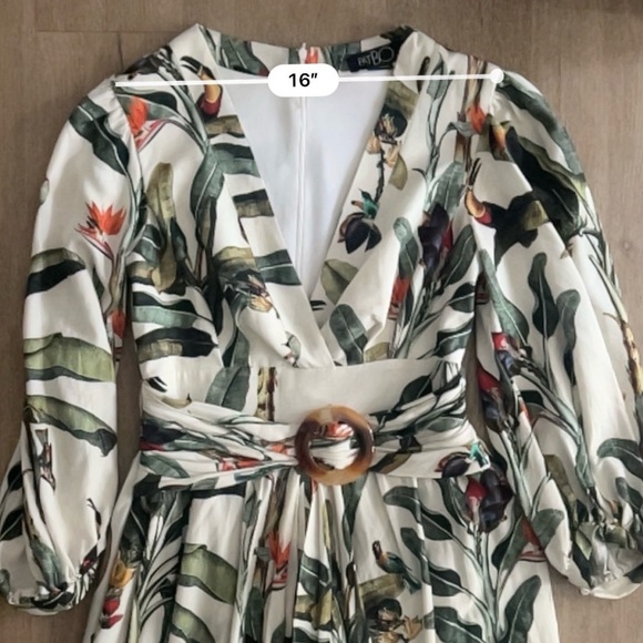 PatBo Hi-Lo Tropical Romper Dress - Size 6 - White and Green - Picture 12 of 14